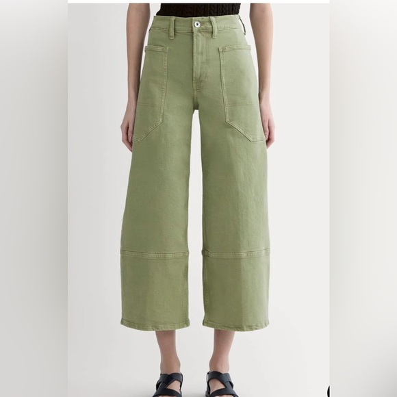 NWT EVERLANE Way High Gardener Cropped Jeans in Oil Green 23 - Picture 4 of 7